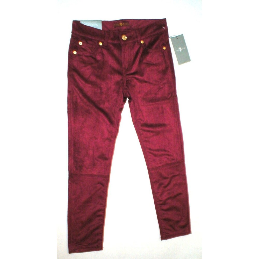New Girls Jeans Skinny 7 for all mankind 12 NWT Pants Red Velour Velvet Leggings